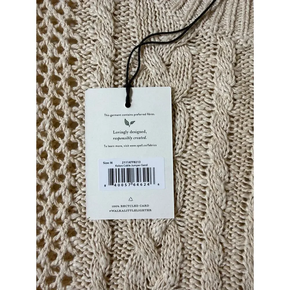 Spell & The Gypsy Kelani Cable Jumper / Sweater Size Medium  NWT